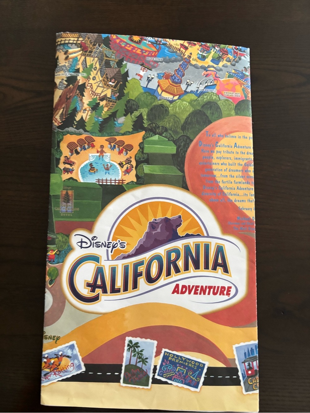 Vintage Disney's California Adventure 2001 Guide Wall Map DCA 1.0 Original